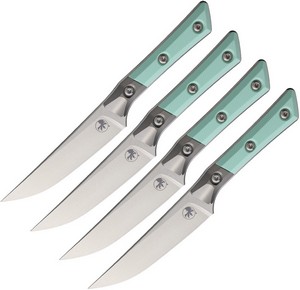 MCT3600B10SETCA Microtech 4.5 Inch Steak Knife Set Stonewash Caribbean Blue